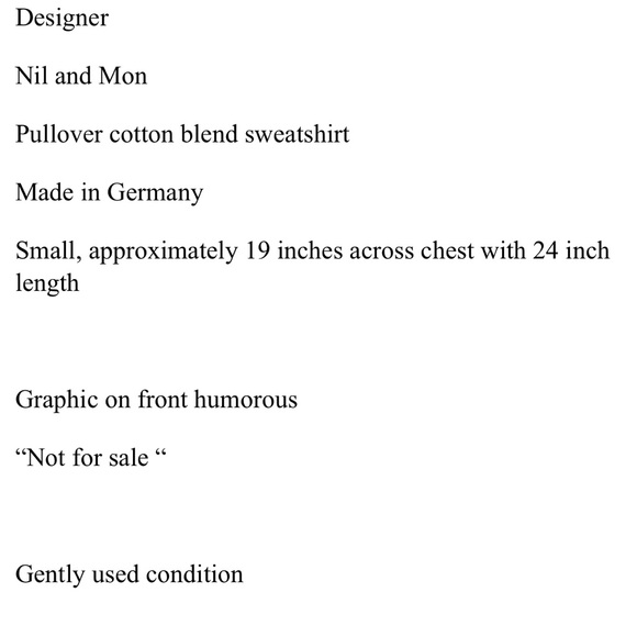 Nil & Mon Ironic Sweatshirt Small nilandmon made in Germany Graphic - Picture 9 of 9